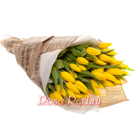 Букет 25 желтых тюльпанов